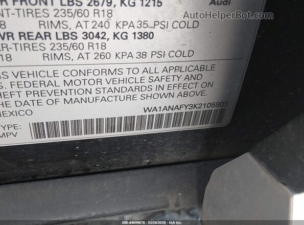 WA1ANAFY3K2105903 2019 AUDI Q5 Черный Вид подкапотного пространства