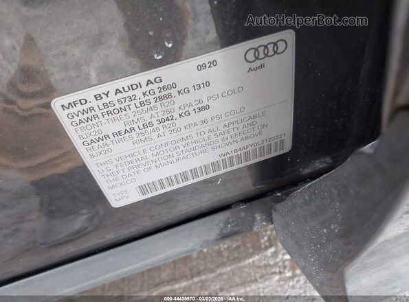 WA1B4AFY0L2123221 2020 AUDI SQ5 Черный Вид подкапотного пространства