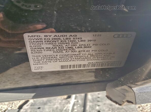 WA1B4AFY4P2084462 2023 AUDI SQ5 Черный Вид наклейки с VIN-кодом