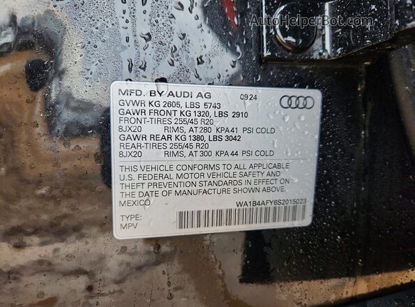 WA1B4AFY6S2015023 2025 AUDI SQ5 Черный Вид наклейки с VIN-кодом