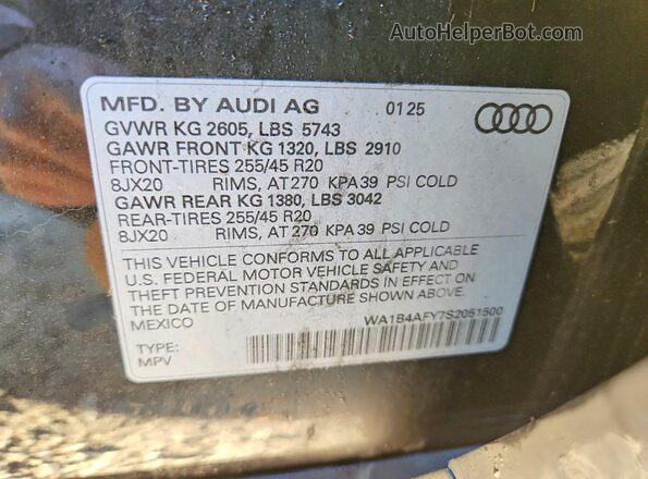 WA1B4AFY7S2051500 2025 AUDI SQ5 Черный Панорамный вид салона 360°