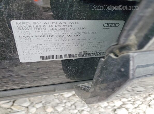 WA1BECF32K1069910 2019 AUDI Q3 Черный Вид наклейки с VIN-кодом