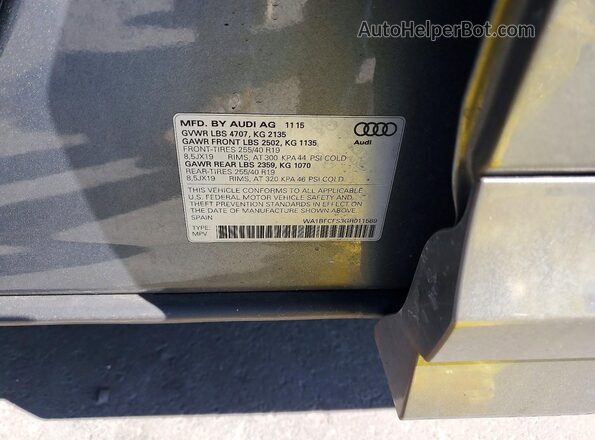 WA1BFCFS3GR011589 2016 AUDI Q3 Gray Widok naklejki z numerem VIN