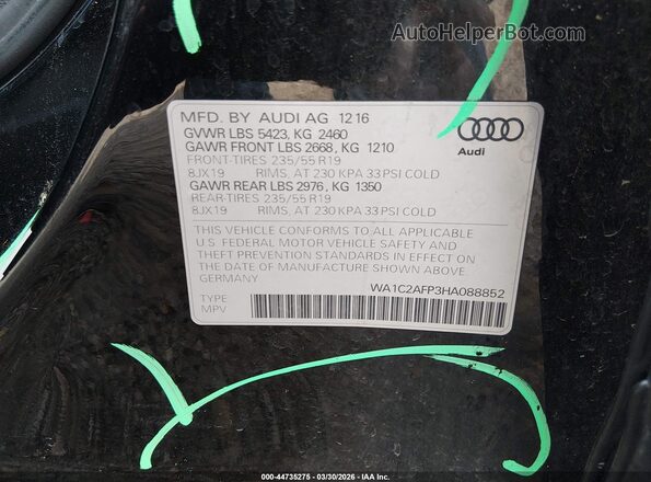 WA1C2AFP3HA088852 2017 AUDI Q5 Black Շարժիչի բաժամունքի տեսք