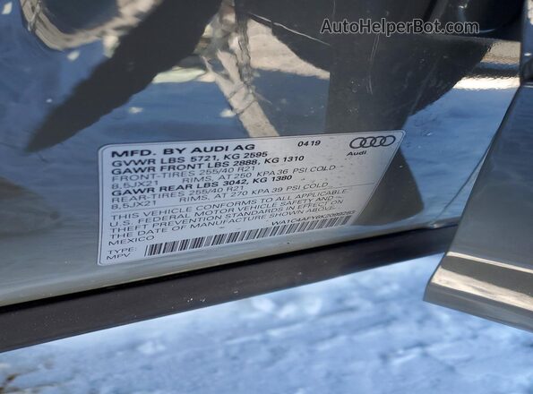 WA1C4AFY6K2099283 2019 AUDI SQ5 Gray Widok wnętrza 360 stopni