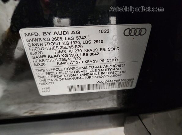 WA1C4AFY8R2037555 2024 AUDI SQ5 Черный Вид наклейки с VIN-кодом