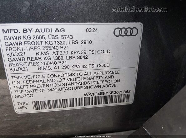 WA1C4BFY5R2073368 2024 AUDI SQ5 Серый Вид подкапотного пространства