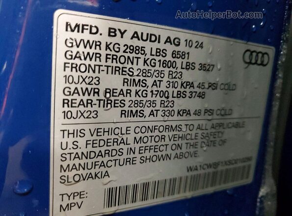 WA1CWBF1XSD010290 2025 AUDI SQ8 Синий Панорамный вид салона 360°