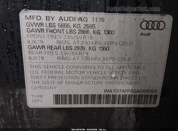 WA1D7AFP4GA089058 2016 AUDI Q5 Navy ძრავის განყოფილების ხედი