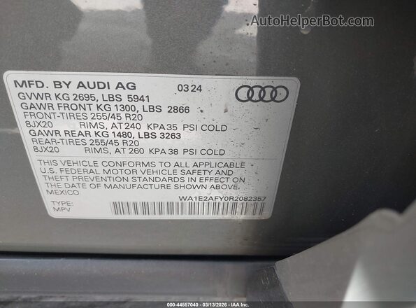 WA1E2AFY0R2082357 2024 AUDI Q5 Серый Вид подкапотного пространства