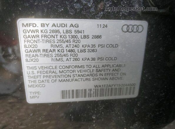 WA1E2AFY1S2044500 2025 AUDI Q5 Черный Вид наклейки с VIN-кодом