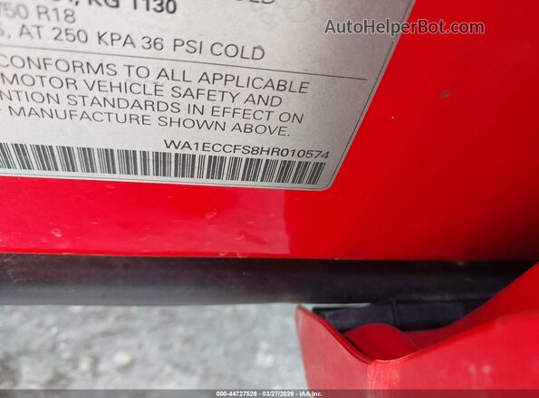 WA1ECCFS8HR010574 2017 AUDI Q3 Red Вид підкапотного простору