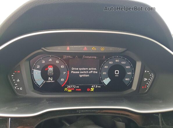 WA1EECF30N1030914 2022 AUDI Q3 Blue Widok zestawu wskaźników