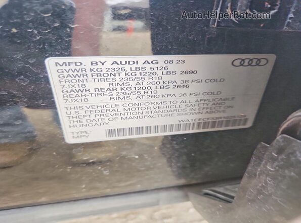 WA1EECF33R1025129 2024 AUDI Q3 Черный Панорамный вид салона 360°
