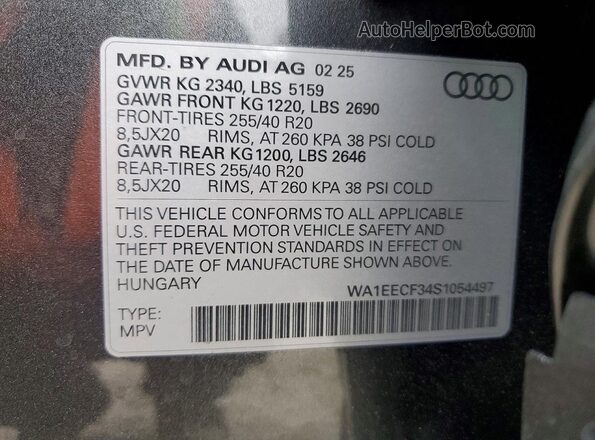 WA1EECF34S1054497 2025 AUDI Q3 Серый Вид подкапотного пространства