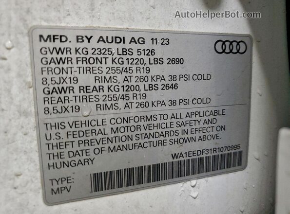 WA1EEDF31R1070995 2024 AUDI Q3 Белый Вид подкапотного пространства