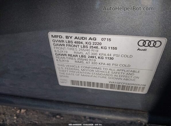 WA1GFCFS4GR005208 2016 AUDI Q3 Синий Вид подкапотного пространства