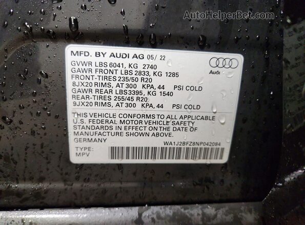 WA1J2BFZ8NP042084 2022 AUDI Q4 Black ძრავის განყოფილების ხედი