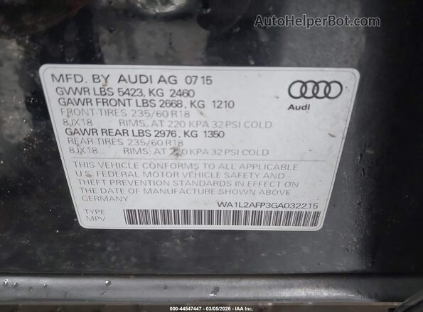 WA1L2AFP3GA032215 2016 AUDI Q5 Black Widok komory silnika