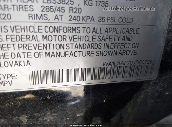 WA1LAAF70JD007250 2018 AUDI Q7 Черный Вид подкапотного пространства