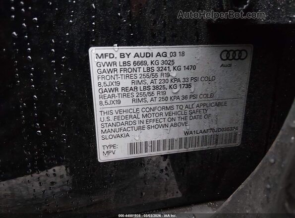 WA1LAAF70JD035324 2018 AUDI Q7 Черный Вид подкапотного пространства