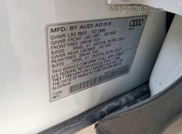 WA1LAAF73HD028197 2017 AUDI Q7 Белый Вид наклейки с VIN-кодом