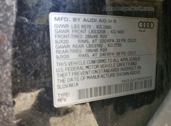 WA1LAAF79HD015471 2017 AUDI Q7 Черный Вид наклейки с VIN-кодом