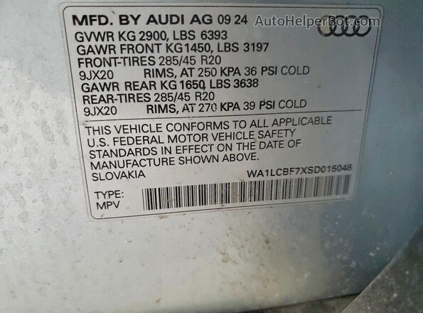 WA1LCBF7XSD015048 2025 AUDI Q7 Silver Widok naklejki z numerem VIN