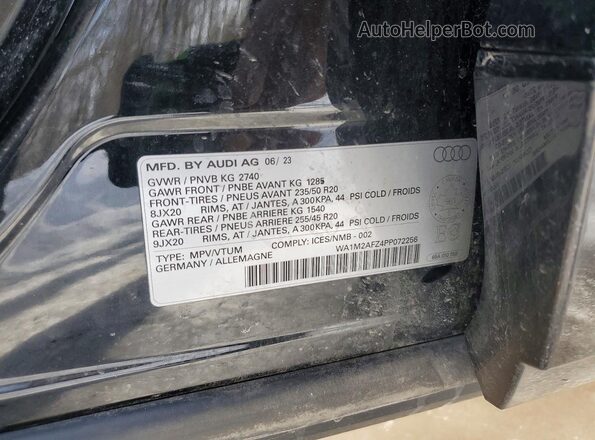 WA1M2AFZ4PP072256 2023 AUDI Q4 Черный Вид наклейки с VIN-кодом