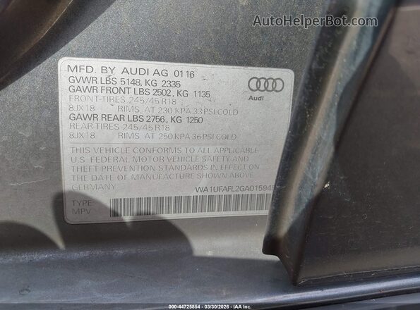 WA1UFAFL2GA015945 2016 AUDI ALLROAD Серый Вид подкапотного пространства