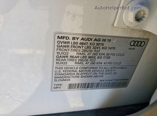 WA1VAAF73KD046960 2019 AUDI Q7 White Панорамний вид салону 360°