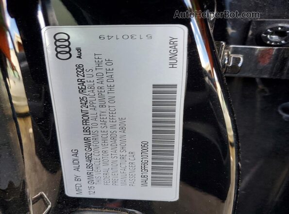 WAUB1GFF6G1070050 2016 AUDI S3 Черный Вид подкапотного пространства