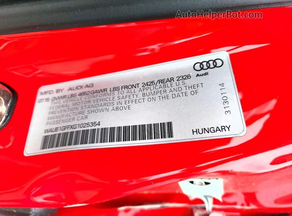 WAUB1GFFXG1025354 2016 AUDI S3 Red Widok komory silnika