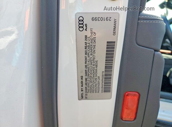 WAUB4AF44PA009119 2023 AUDI S4 White Vista de la etiqueta del VIN