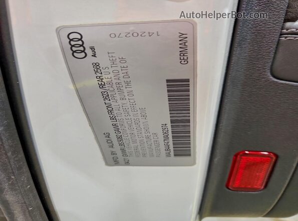 WAUB4AF47MA062974 2021 AUDI S4 Белый Вид подкапотного пространства