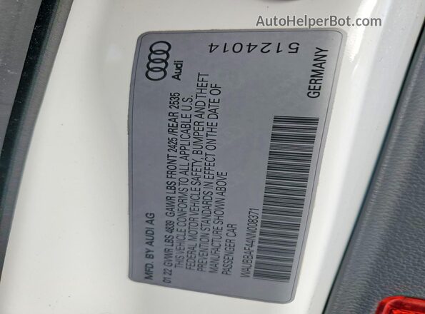 WAUBBAF44NN008371 2022 AUDI OTHER White Widok komory silnika