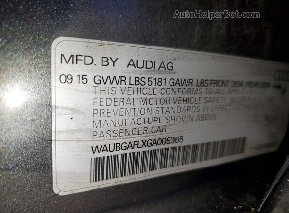 WAUBGAFLXGA009365 2016 AUDI S4 Gray Vista del compartimento del motor
