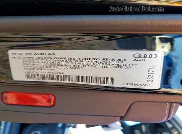 WAUC4CF51PA066306 2023 AUDI S5 Черный Вид наклейки с VIN-кодом