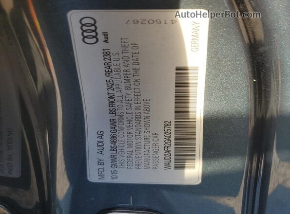 WAUD2AFR2GA025782 2016 AUDI OTHER Угольный Вид наклейки с VIN-кодом