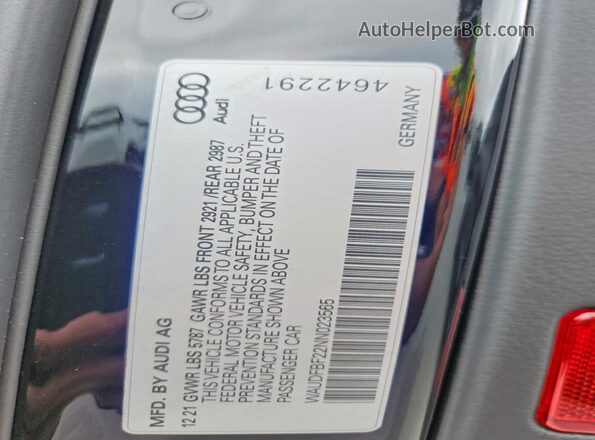 WAUDFBF22NN023565 2022 AUDI S6 Черный Вид наклейки с VIN-кодом