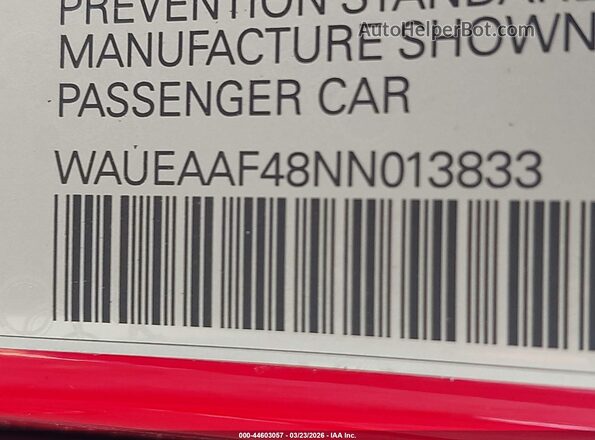 WAUEAAF48NN013833 2022 AUDI OTHER Red Widok komory silnika
