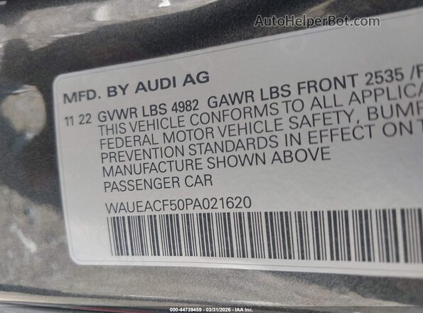 WAUEACF50PA021620 2023 AUDI OTHER Серый Вид подкапотного пространства