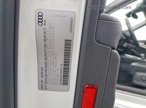 WAUENAF41KA061116 2019 AUDI OTHER White Widok komory silnika