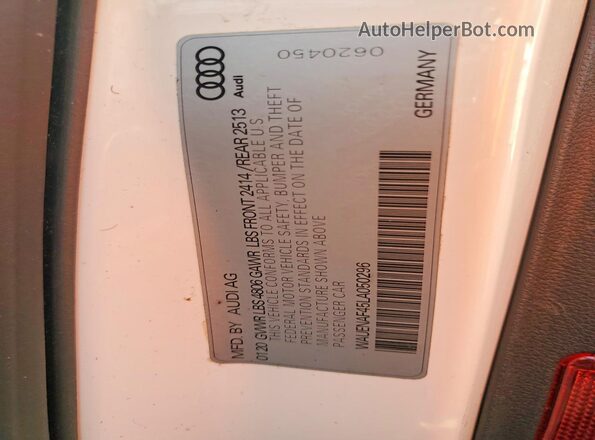 WAUENAF45LA050296 2020 AUDI OTHER White Вид підкапотного простору
