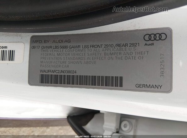 WAUFFAFC2JN038024 2018 AUDI S6 Purple Շարժիչի բաժամունքի տեսք