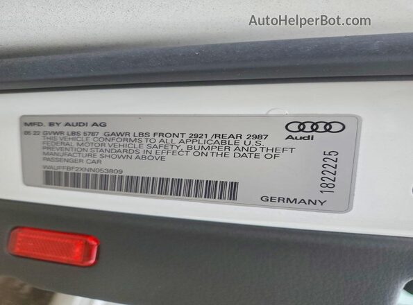 WAUFFBF2XNN053809 2022 AUDI S6 Белый Вид подкапотного пространства