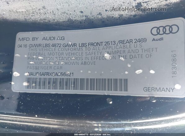 WAUG4AFRXGA056821 2016 AUDI S5 Черный Вид подкапотного пространства