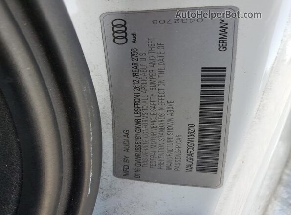 WAUGFAFC0GN136210 2016 AUDI OTHER Белый Вид подкапотного пространства