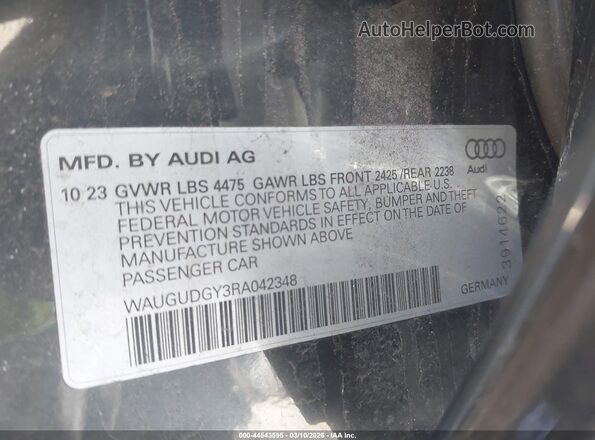 WAUGUDGY3RA042348 2024 AUDI OTHER Black Вид підкапотного простору