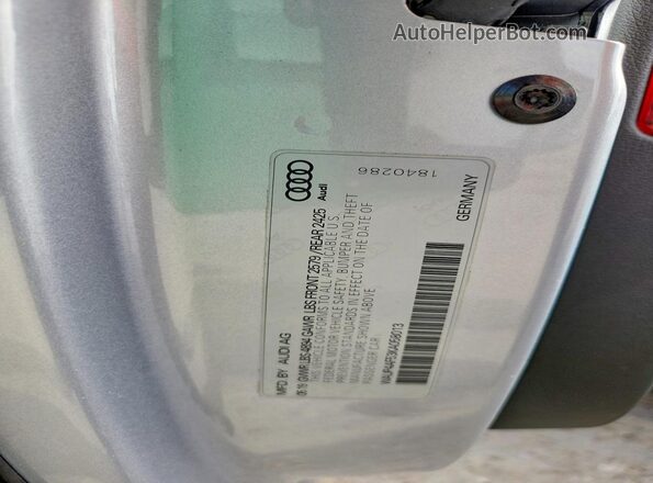 WAUP4AF53KA058013 2019 AUDI S5 Silver VIN კოდის სტიკერის ხედი